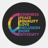 Kindness Peace Love Inclusion Hope Divers Ronde Sticker (Voorkant)