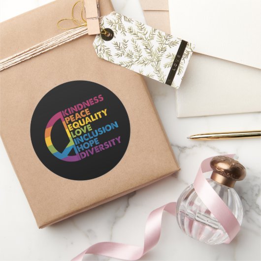 Kindness Peace Love Inclusion Hope Divers Ronde Sticker (Geschenken)