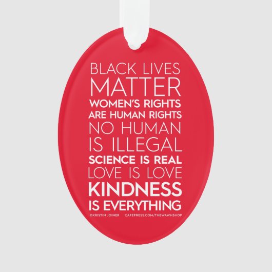 #KindnessIsAlles acrylversiering, ovaal (rood) Ornament (voorkant)