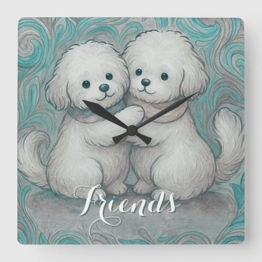 Kindred Paws Vierkante Klok (Voorkant)