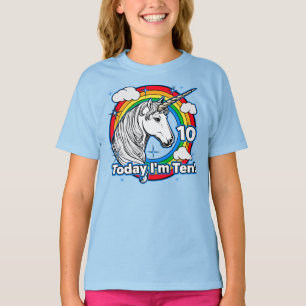 Kind's 10e verjaardag Rainbow Unicorn Vandaag ben  T-shirt