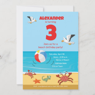 Kind's 3e verjaardag Beach Party Kaart