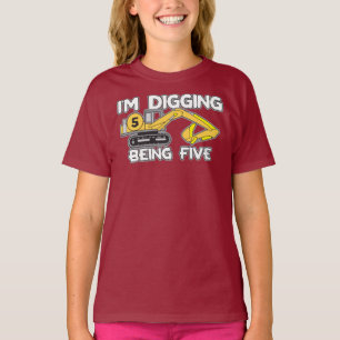 Kind's 5e verjaardag Ik ben aan het graven om vijf T-shirt