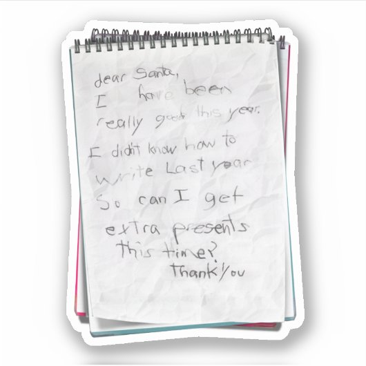 Kind's Beste Kerstman Brief Kerstmis Sticker (Voorkant)