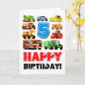 Kind's Big Truck 5e verjaardag Kaart (Gele Bloem)