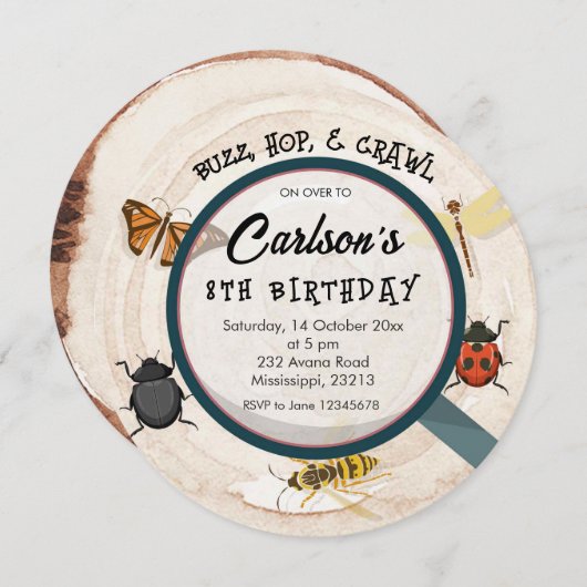 Kind's Bug Boy Verjaardagsuitnodiging Kaart (Voorkant / Achterkant)