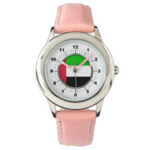 Kind's Emirates Flag Pink Leather Strap Horloge