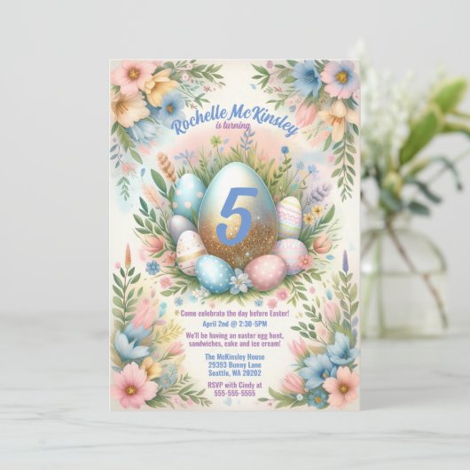 Kind's Paaseierjacht Lente Verjaardagsfeest Kaart (Staand voorkant)