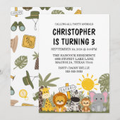 Kind's Safari verjaardagsfeestje Kaart (Voorkant / Achterkant)