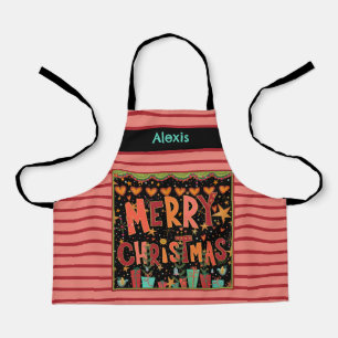 Kind's Schattigee Merry Christmas Gepersonaliseerd Schort