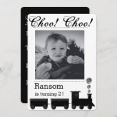 Kind's uitnodiging voor een treinverjaardagsfeestj (Voorkant / Achterkant)