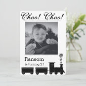 Kind's uitnodiging voor een treinverjaardagsfeestj (Staand voorkant)