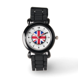 Kind's UK Flag Silver Glitter Strap Watch Horloge