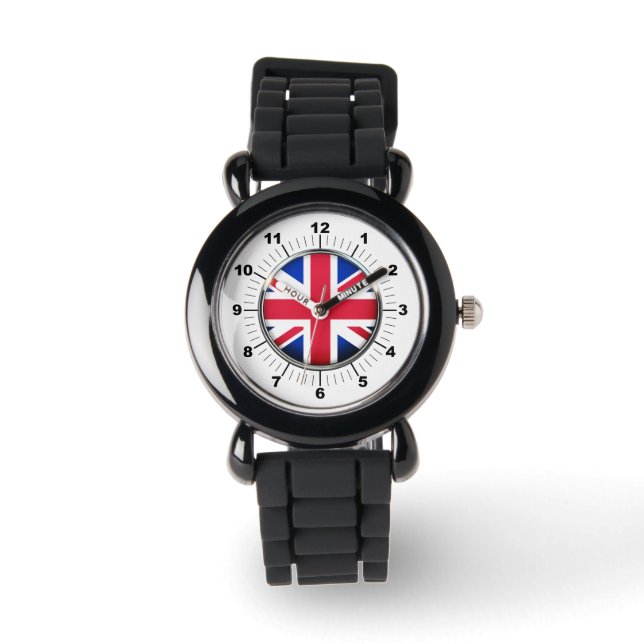 Kind's UK Flag Silver Glitter Strap Watch Horloge (Voorkant)