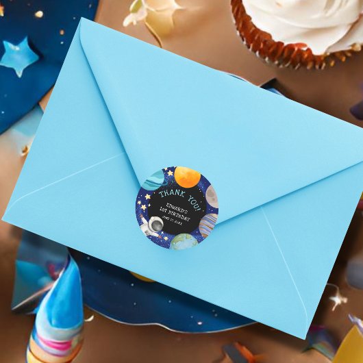 Kind's Verjaardag in de ruimte Bedankt Ronde Sticker