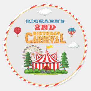 Kind's Verjaardagsfeestje Circus carnaval Thema Ronde Sticker