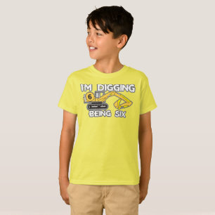 Kind's zesde verjaardag Ik ben aan het graven Zes  T-shirt