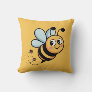 Kindvriendelijke Bij Mascotte met Gestippelde Staa Kussen