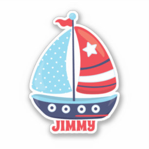 Kindzeilboot, Nautical, Navy, Naam toevoegen, Craf Sticker