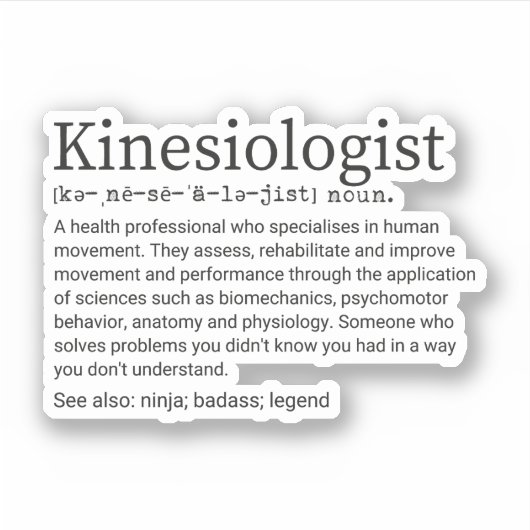 Kinesiologie Kinesiologist Definitie Sticker (Voorkant)