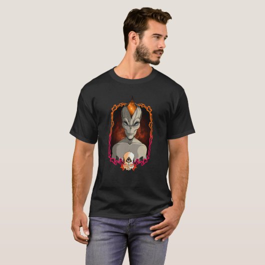 King Ancient Alien Extraterrestrial Skull Illumina T-shirt (Voorkant volledig)
