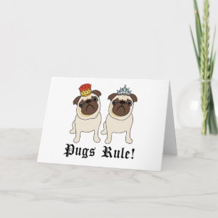 King and Queen Pug Cards (blanco) Kaart