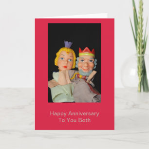 King and Queen Puppets Happy Jubileum Card Kaart