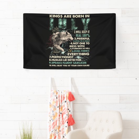 King Are Born In July Wolf Birthday Gift Spandoek (Insitu)