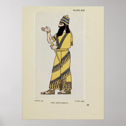 King Assur-Nasir-Pal Ancient Assyrian Costume  Poster (Voorkant)
