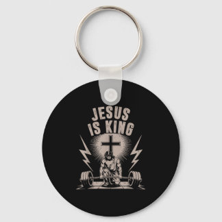 King Barbell Cross Grappig Christelijk Workou Sleutelhanger