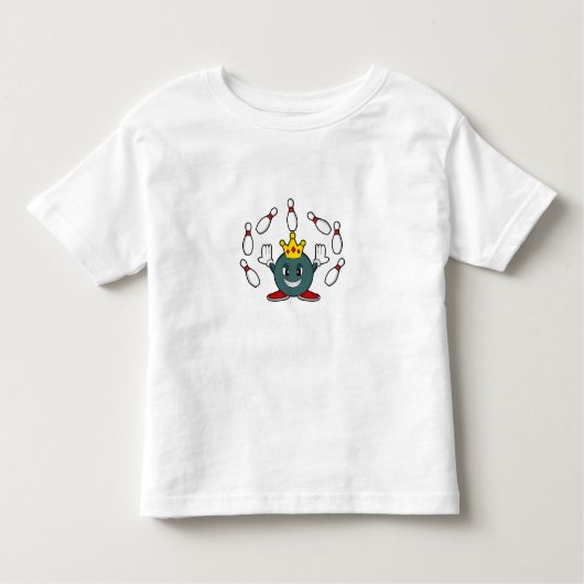 King bij Bowling met Bowling pin Kinder Shirts (Voorkant)