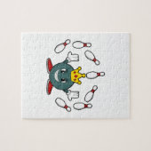 King bij Bowling met Bowling pin Legpuzzel (Horizontaal)