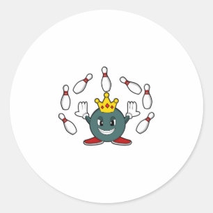 King bij Bowling met Bowling pin Ronde Sticker