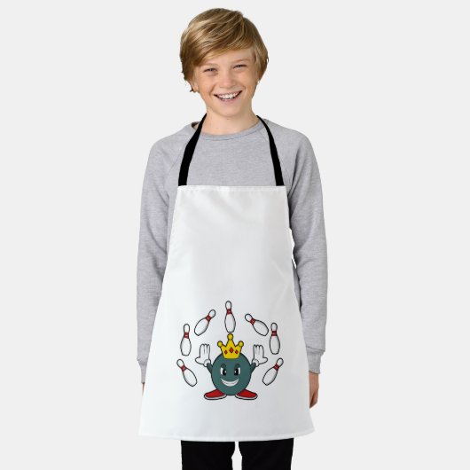 King bij Bowling met Bowling pin Schort (Gedragen)