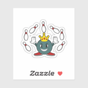 King bij Bowling met Bowling pin Sticker