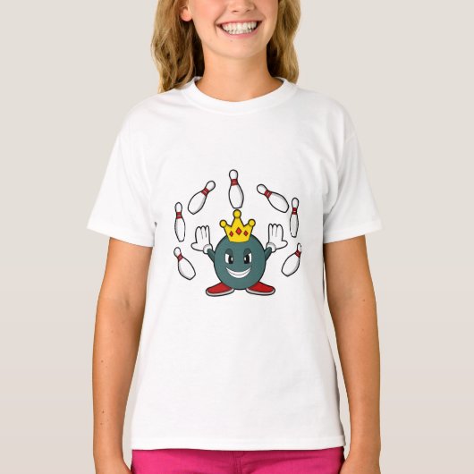 King bij Bowling met Bowling pin T-shirt (Voorkant)