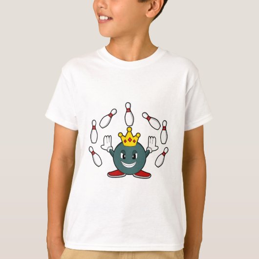King bij Bowling met Bowling pin T-shirt (Voorkant)