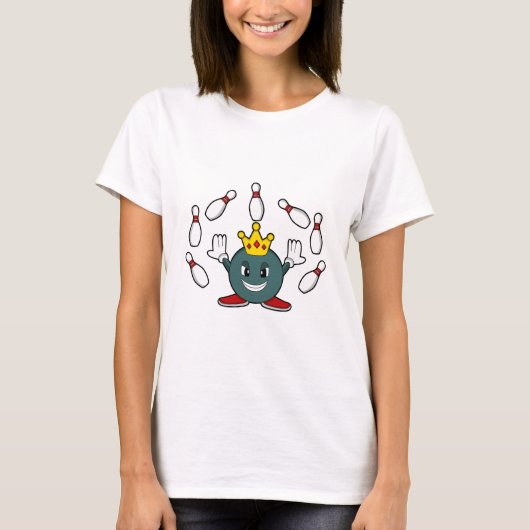 King bij Bowling met Bowling pin T-shirt (Voorkant)