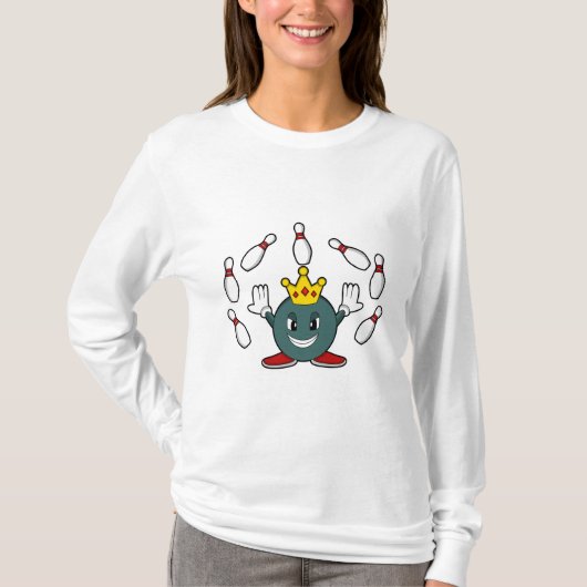 King bij Bowling met Bowling pin T-shirt (Voorkant)
