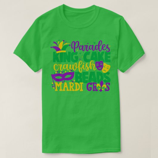 King Cake Beads Mardi Gras T-shirt (Design voorkant)