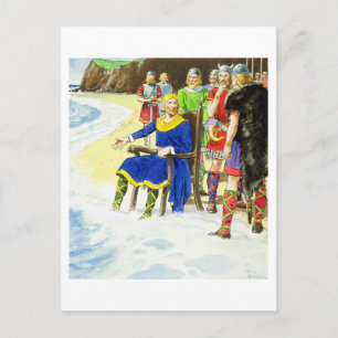 King Canute (c.995-1035) van 'Peeps in the Past' Briefkaart