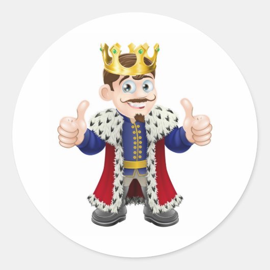 King cartoon ronde sticker (Voorkant)