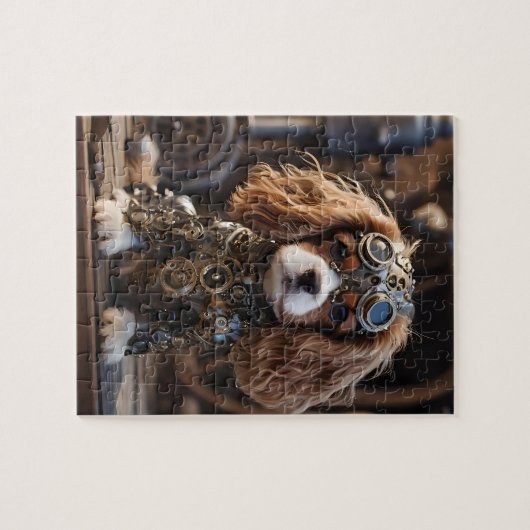 King Cavalier Spaniel Puppy Steampunked, Legpuzzel (Horizontaal)