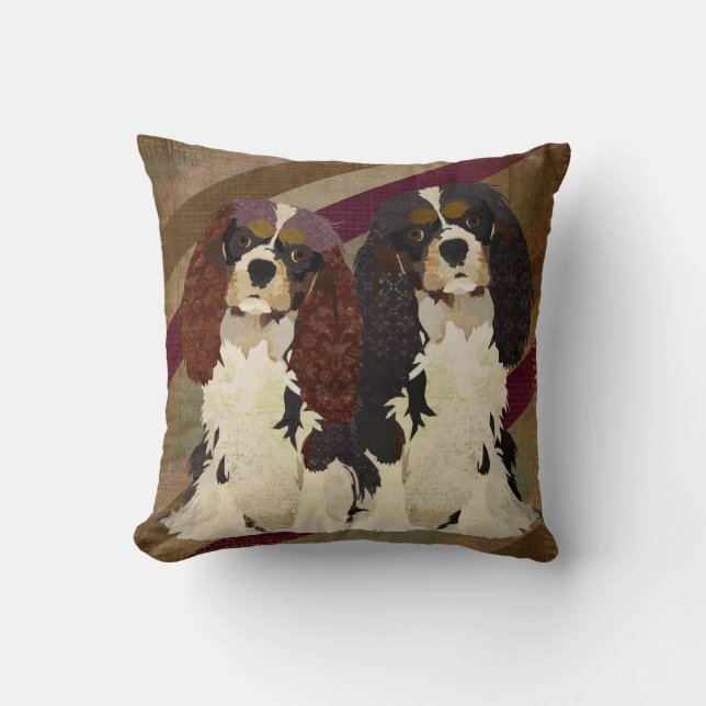 King Cavalier Spaniels Retro Pillow Kussen (Voorkant)