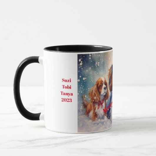 King Charles Cavalier Christmas Log Mug (Gauche)