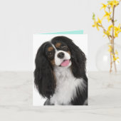 King Charles Cavalier- Note Card Kaart (Gele Bloem)