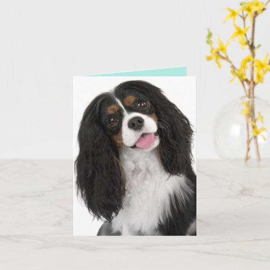 King Charles Cavalier- Note Card Kaart (Gele Bloem)
