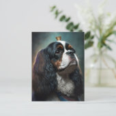 King Charles Cavalier Spaniel avec carte postale C (Debout devant)