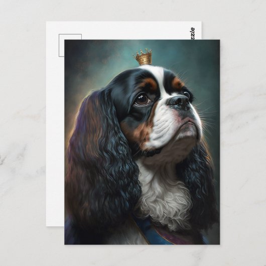 King Charles Cavalier Spaniel avec carte postale C (Devant / Derrière)