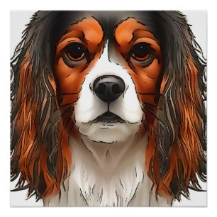 King Charles Cavalier Spaniel Pet Portret Perfect Poster